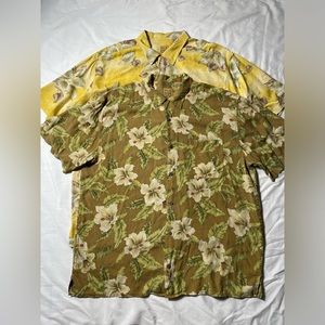 Bundle lot 2 100% Silk Floral Tropical Button down shirt Jos a Bank men’s XXL